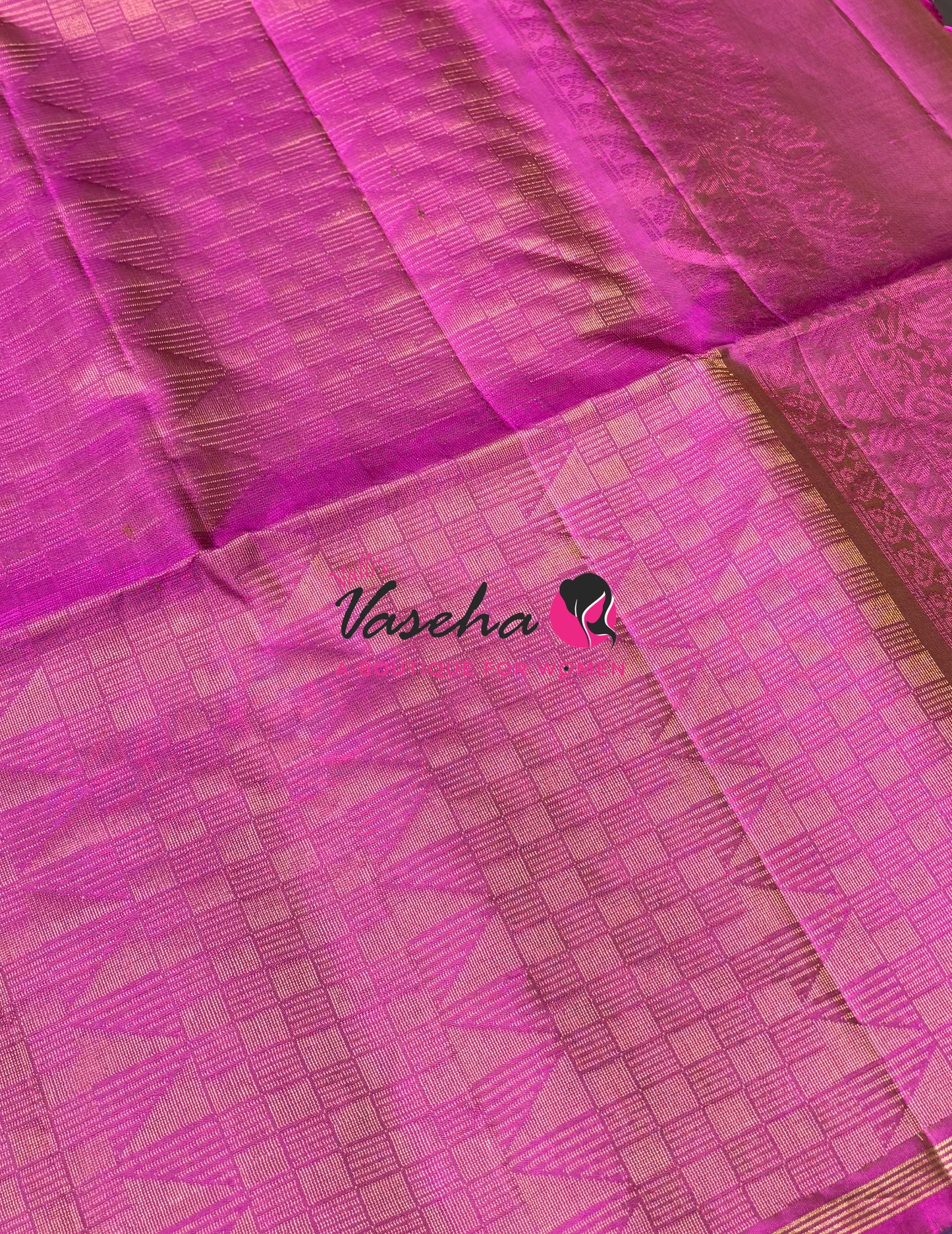 Pure Soft Silk Saree  - Yellow & Purple Combo  - VVPSS055