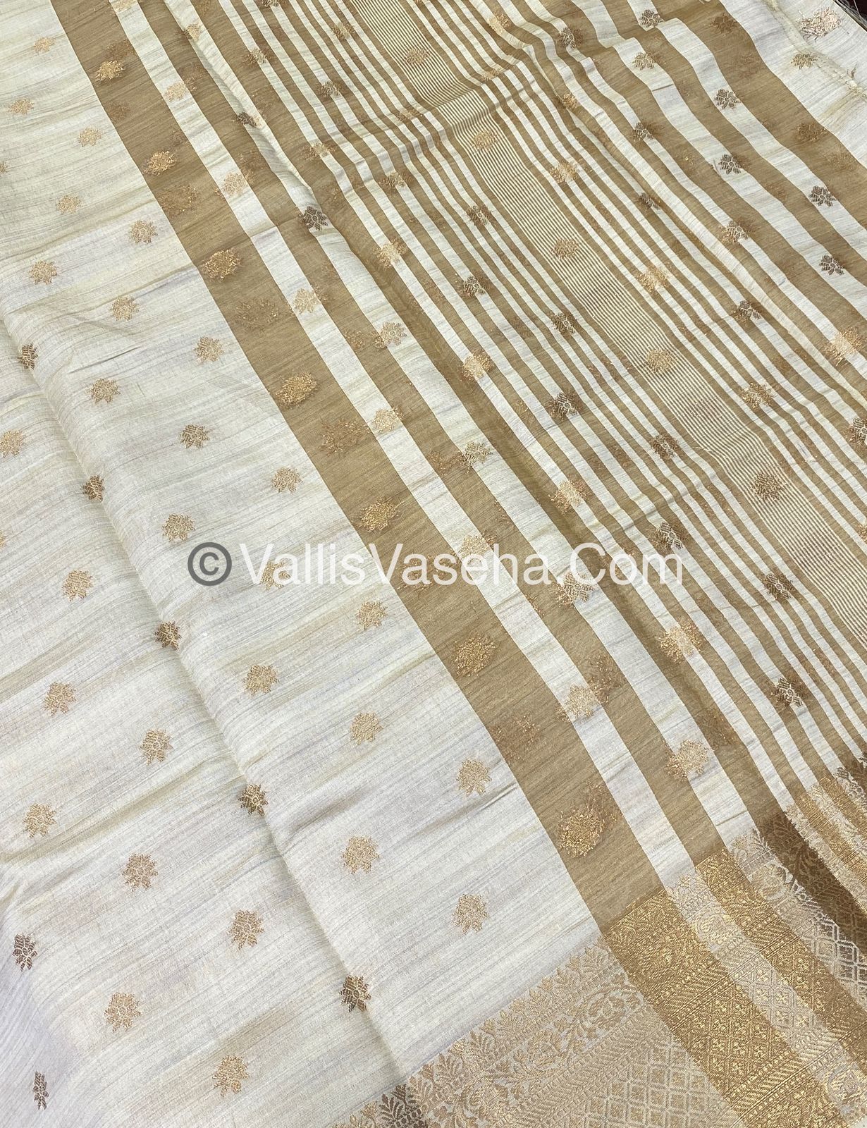 Semi Tussar Silk  - Cream Shade - VVSTS013