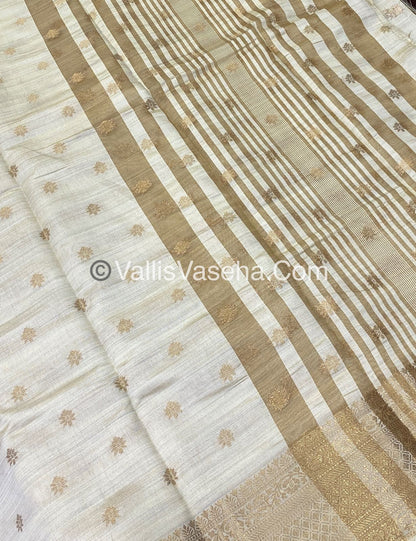 Semi Tussar Silk  - Cream Shade - VVSTS013
