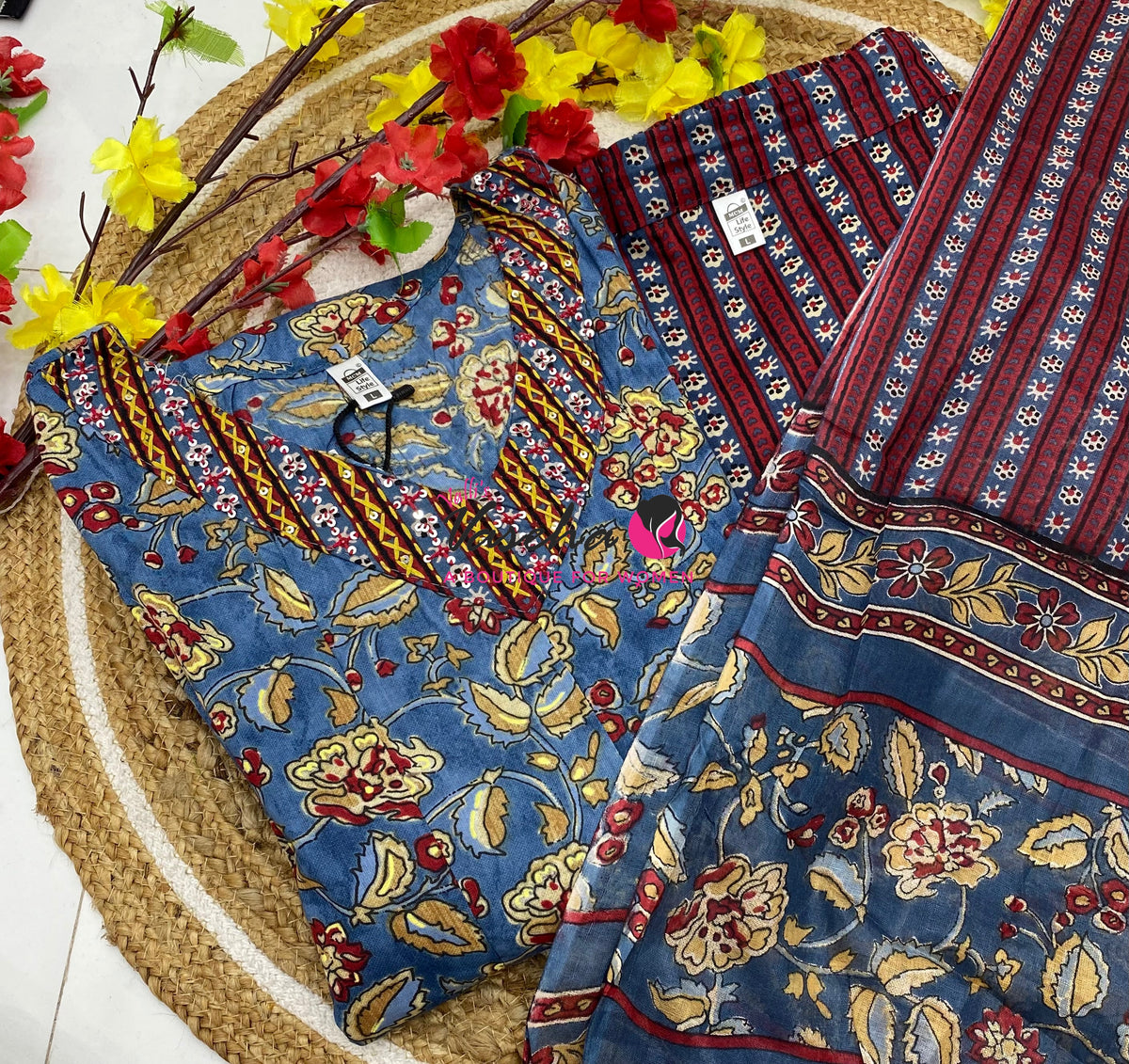 Ready Made - Anarkali - Salwar, Kameez & Duppatta(3pc)- Printed Cotton - VVAS013