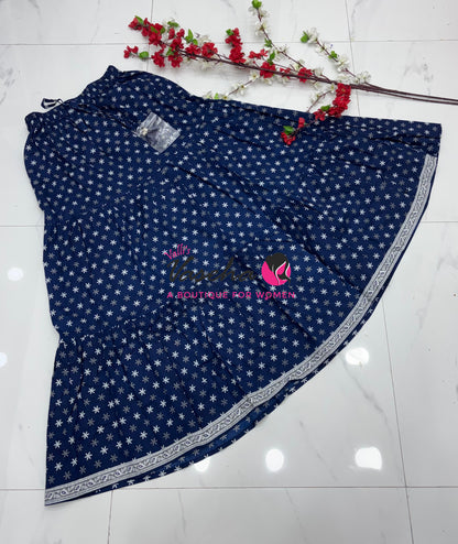 Skirts - Indigo Blue shade - Free Size ( Fit Upto XL Size) - VVPS001