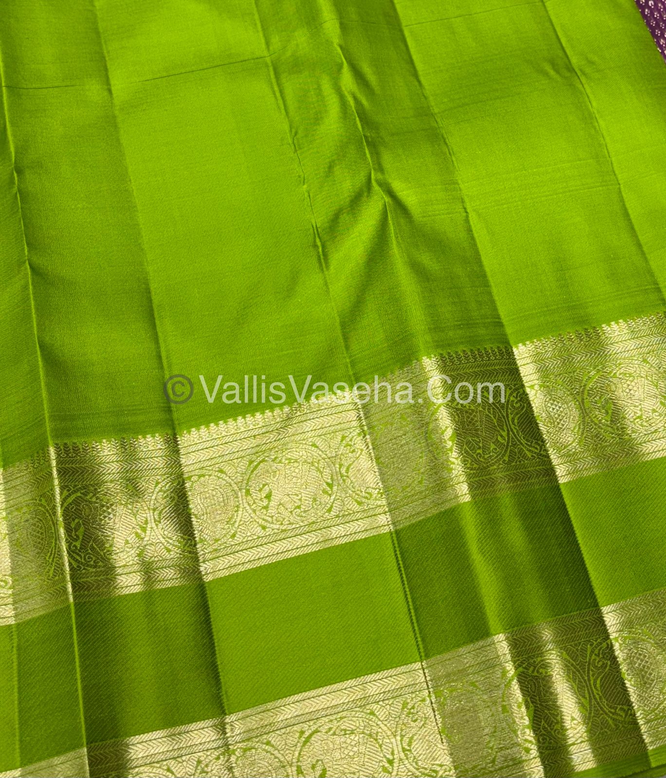 Pure Vintage Korvai Kanchipuram Silk Saree - Purple & Green Combo - VVPS039