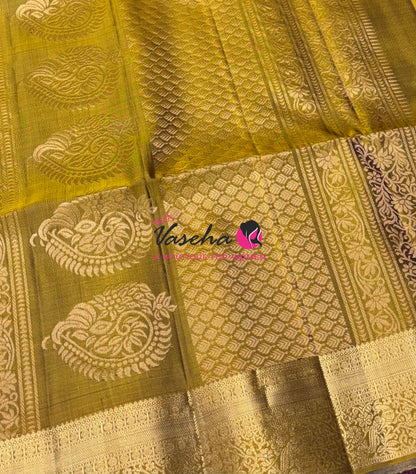 Pure Soft Silk Saree - Maroon With Mustard Yellow - Velum & Mayilum - Kanchi Border - VVPSS015