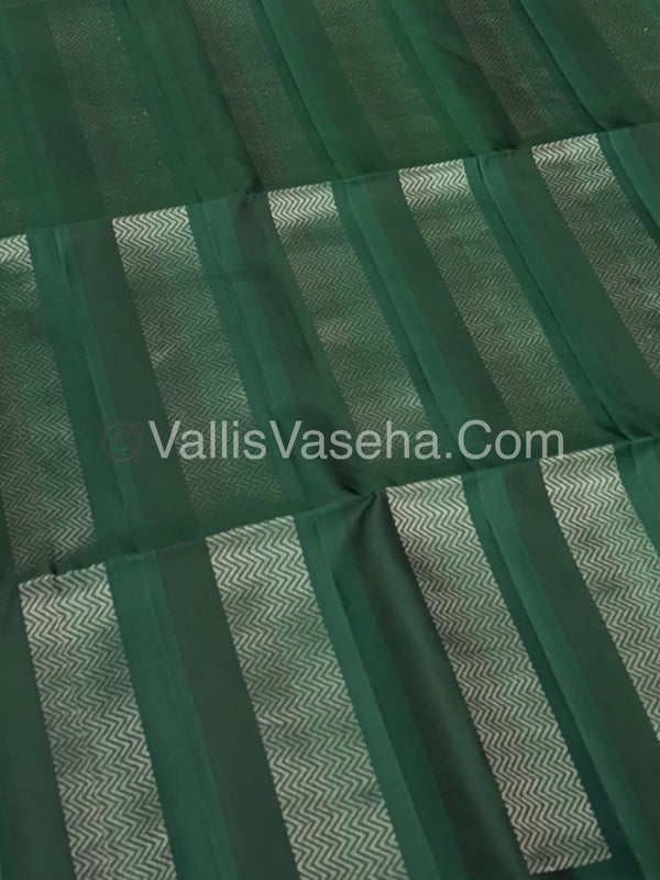 Pure Soft Silk Saree - Border Less  - Dark Green Shade - VVPSS068