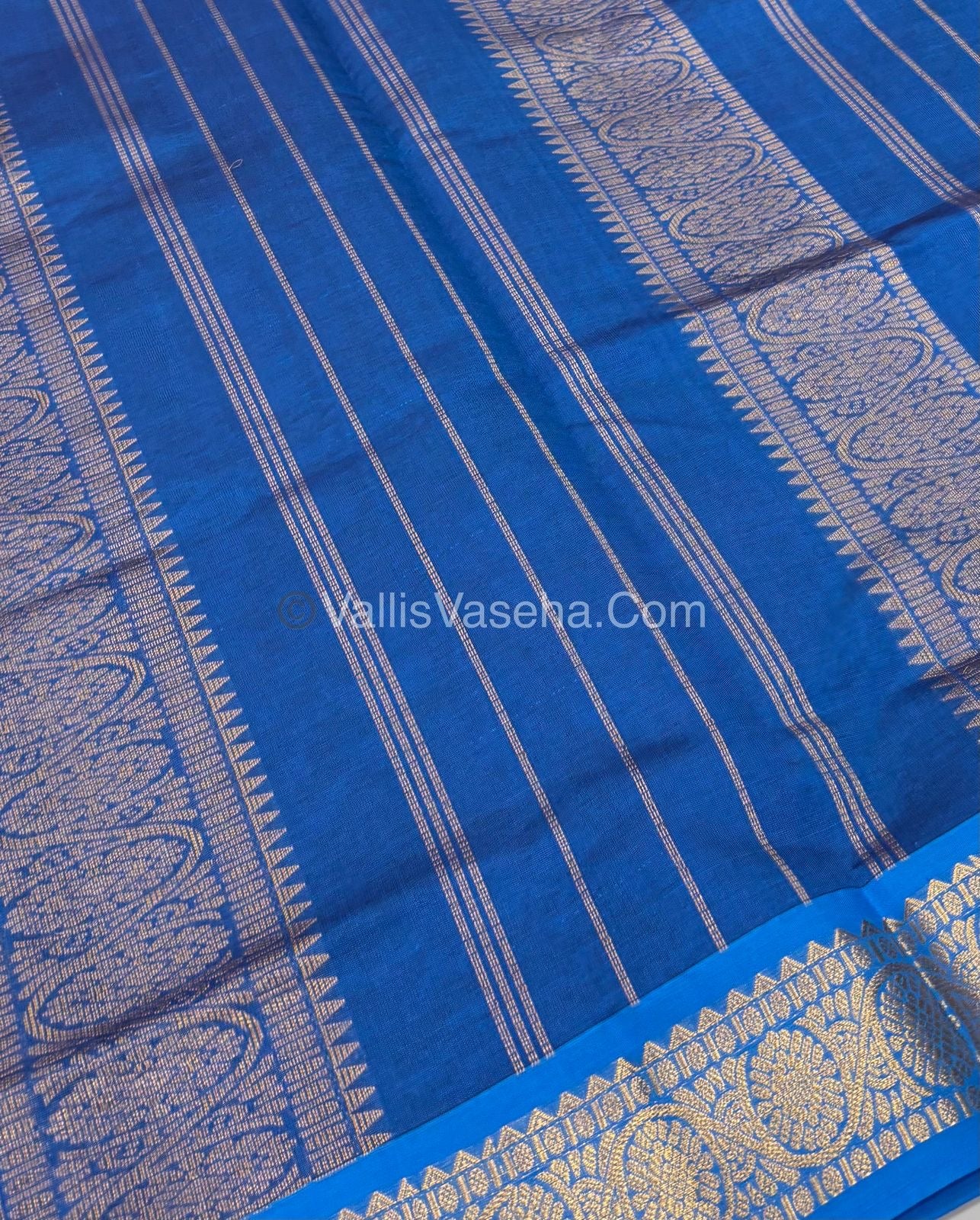 Semi Silk Cotton Saree - Blue With Blue Shade - VVSSC007