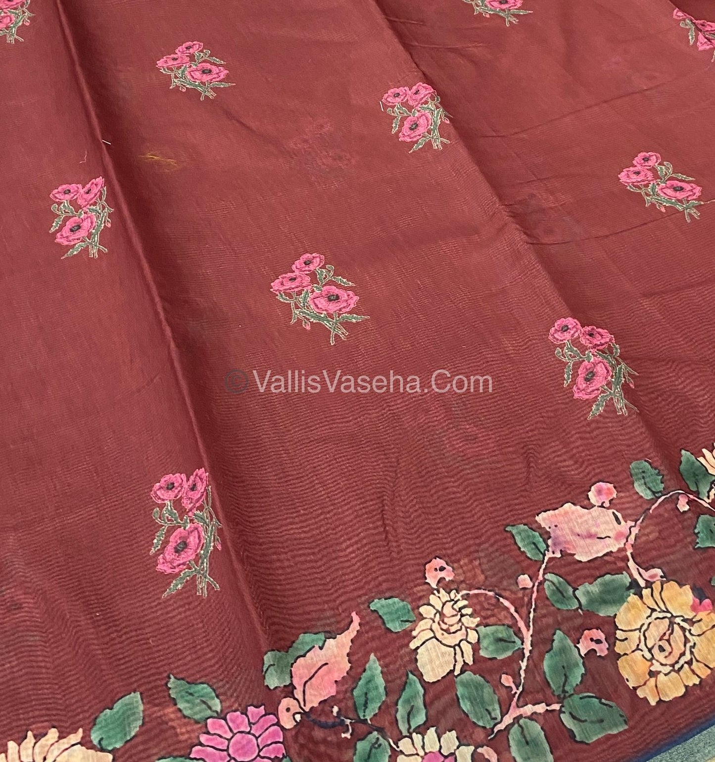 Semi Chanderi Saree - Merunish Brown Shade - VVSCS004