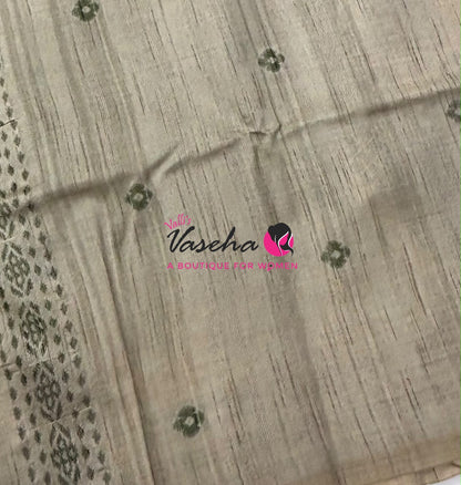 Semi Jute Silk Saree - Green With Cream Shade - VVSJS003