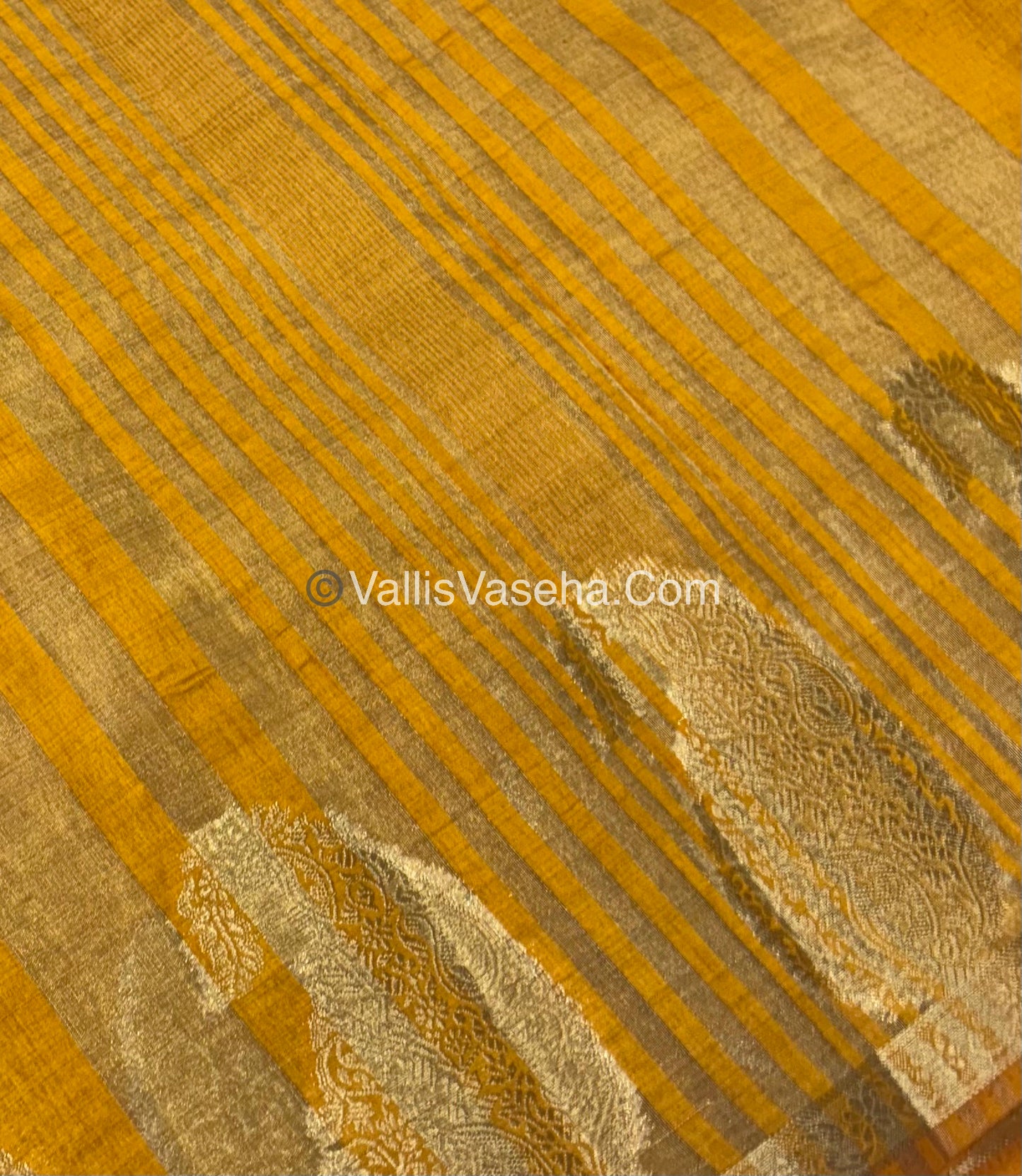 Semi Tussar Silk - Small Mango - Mustard Yellow Shade - VVSTS002