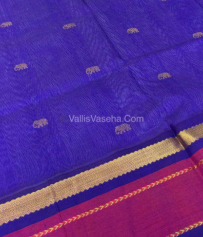 Pure Korvai Silk Cotton With Elephant Butta Border - VVKSC017
