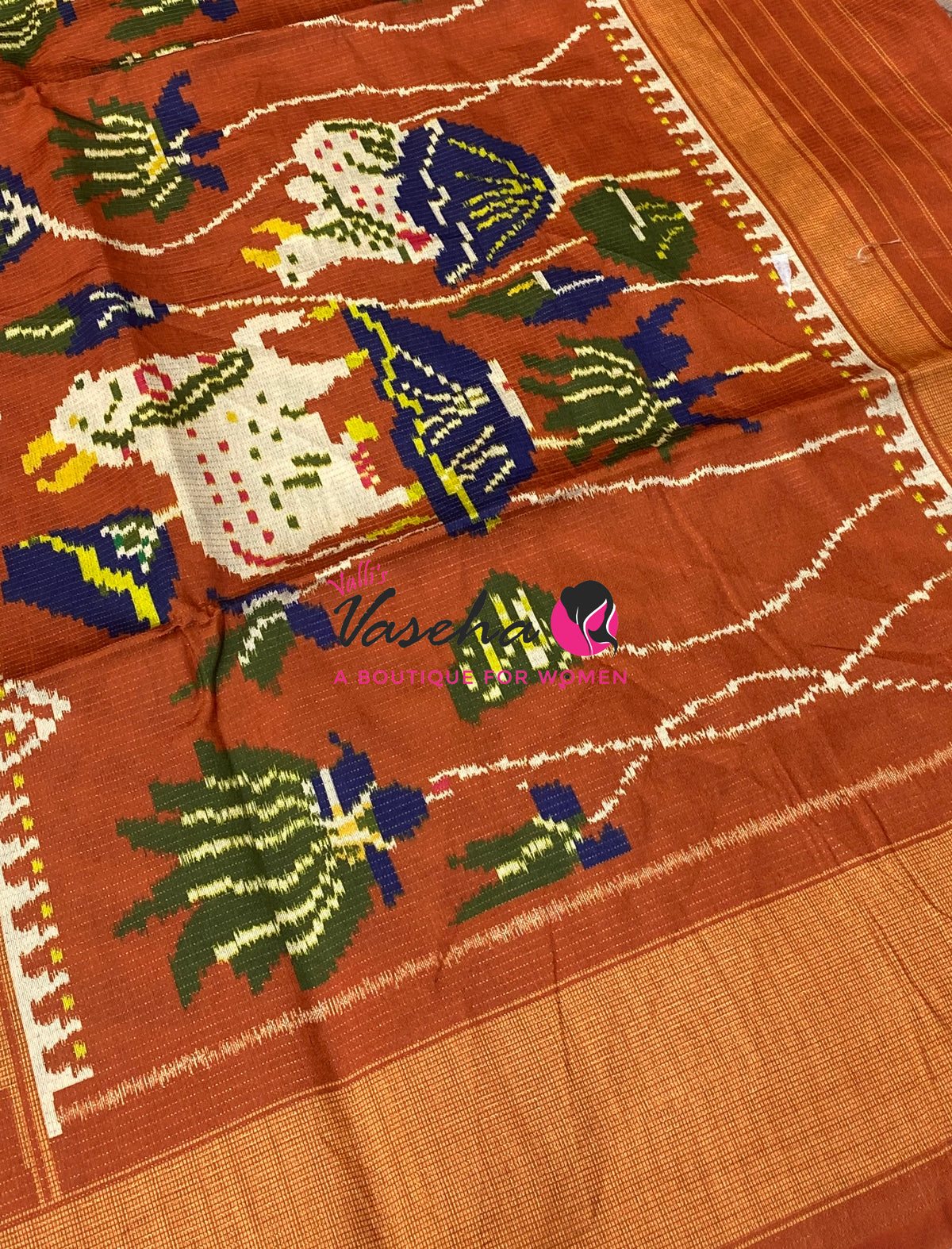 Art Tussar / Art Silk - Violetish Blue & Orange Shade - VVATS006