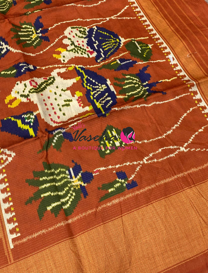 Art Tussar / Art Silk - Violetish Blue & Orange Shade - VVATS006