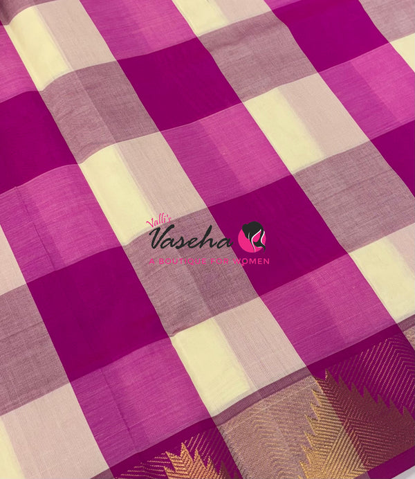 Semi Silk Cotton Saree |Pazhum Pazhamum Checks Design |VVSSC020