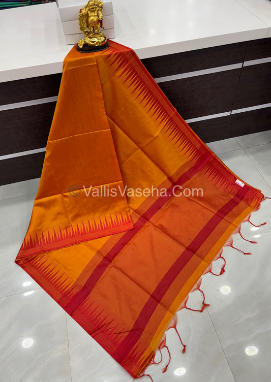 Semi Raw Silk - Orange With Red  Shade - VVRS007