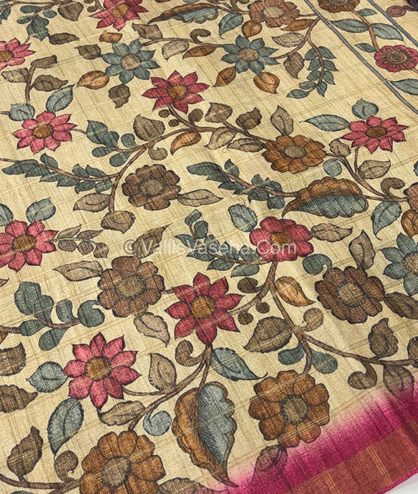 Semi Gicha Tussar Saree - checks pattern - VVSGT001