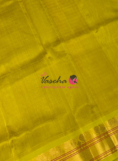 Pure Korvai Silk Cotton - Purple & Lemon Yellow Combo - VVKSC010
