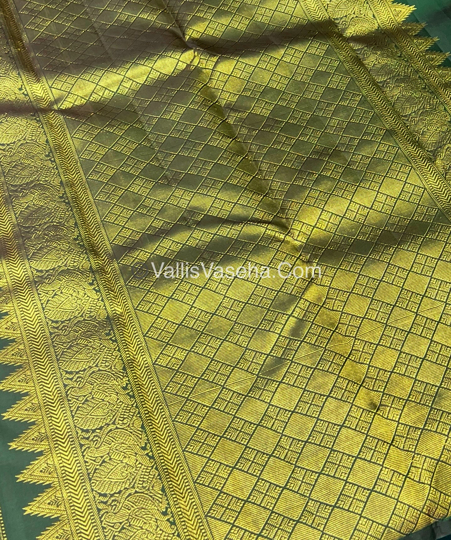 Pure Kanchipuram Silk Saree - Borderless - Red with Green - VVPS014