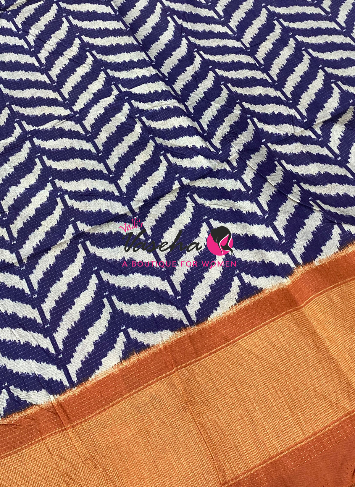 Art Tussar / Art Silk - Violetish Blue & Orange Shade - VVATS006