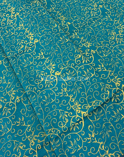 South Mixed Cotton - Mirror Work Embroidery - Yellow With Green  - VVPCM002