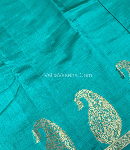 Semi Tussar Silk - Small Mango - Blue Shade - VVSTS002