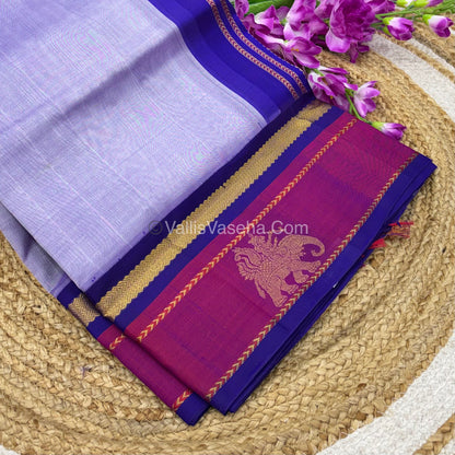 Pure Korvai Silk Cotton With Elephant Butta Border - VVKSC017