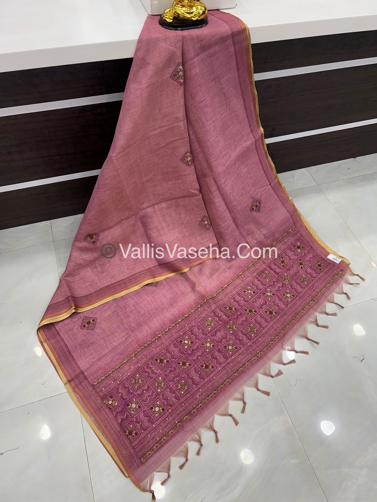 French Knot - Linen Tissue Saree - Pink Shade - VVLFN003