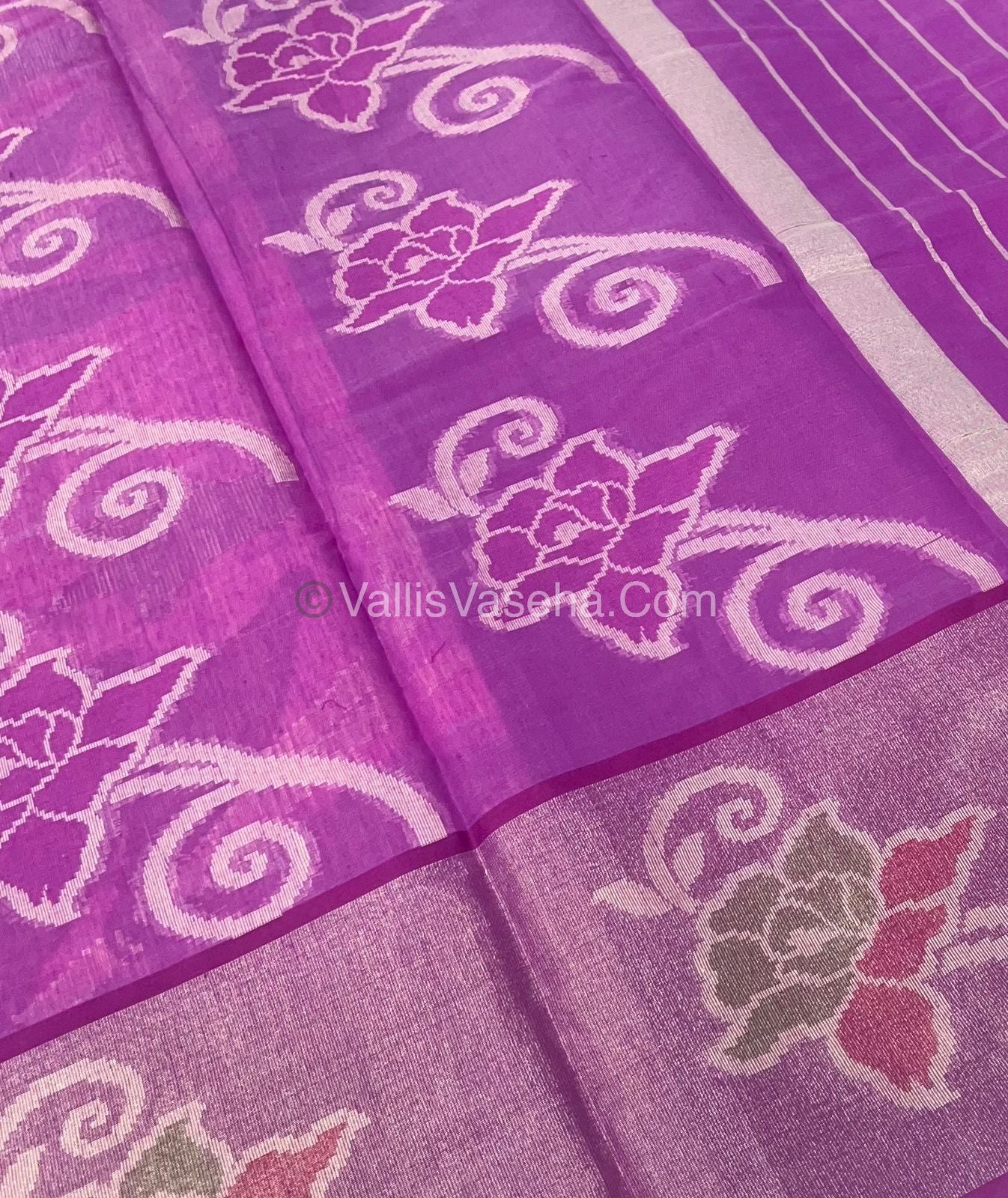 Banarasi Pochampally Weaving Semi Soft Cotton Saree - Light Pink - VVBPS001