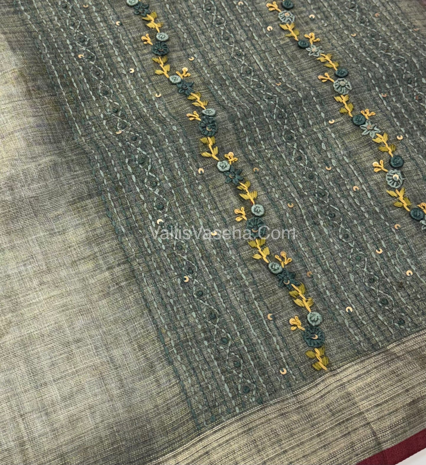 French Knot - Tissue Saree - Grey Shade - VVLFN008