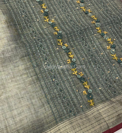 French Knot - Tissue Saree - Grey Shade - VVLFN008