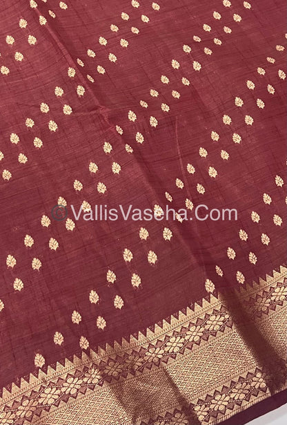 Semi Tussar Silk - Grand Pallu  - Dark Maroon Shade - VVSTS017