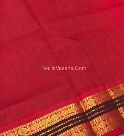 Pure Korvai Silk Cotton Saree - Green with Pink - VVKSC004