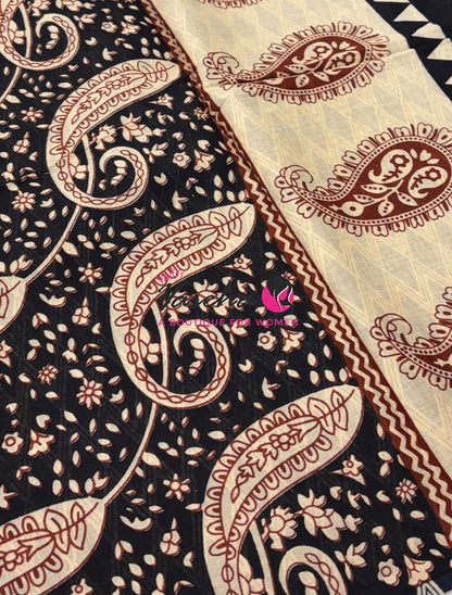 Pure Soft Mul Mul Cotton Sarees - Hand Block Prints - VVMMC011