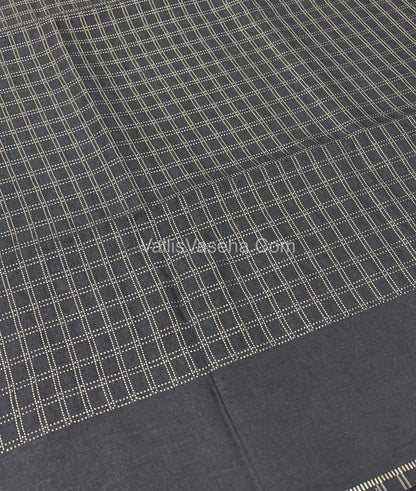 Bhagalpuri Semi Tussar Saree - Black Shade - VVBTS001