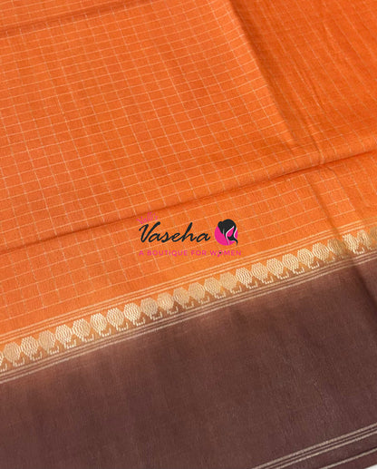 Bhagalpuri Silk | Orange With Brown Combo | VVBS011