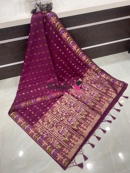 Banarasi - Heritage Meenakari Silk -   Wine Shade - VVBHS016