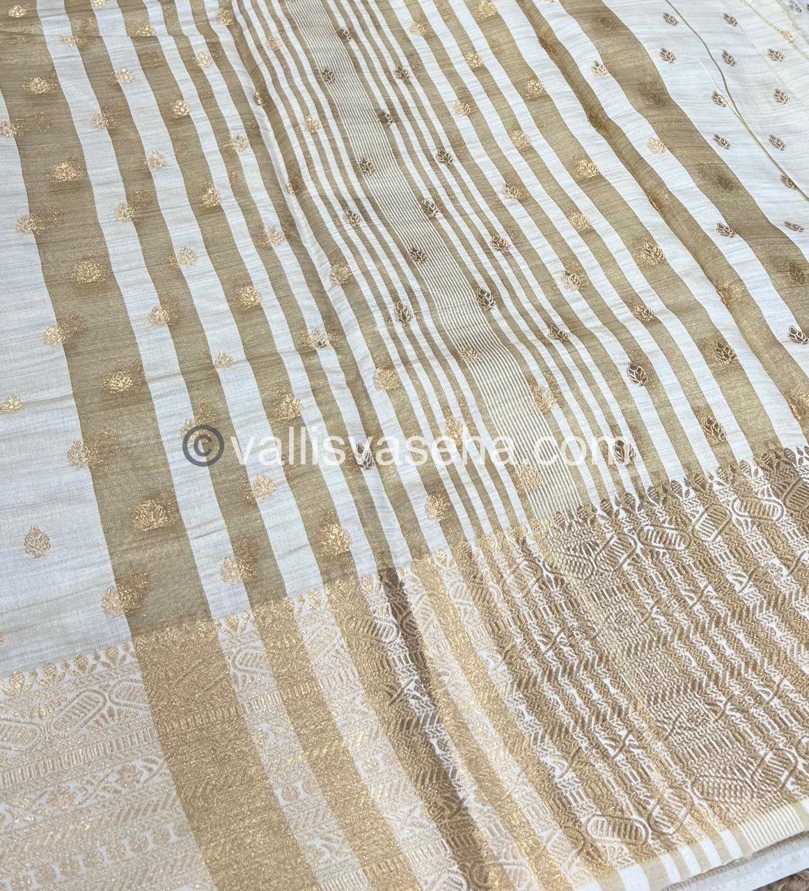 Semi Tussar Silk Saree - Cream Shade - VVSTS008