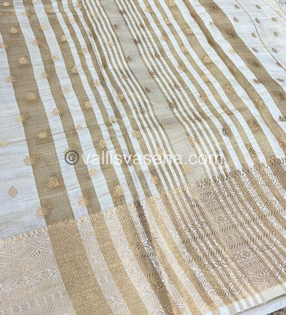 Semi Tussar Silk Saree - Cream Shade - VVSTS008