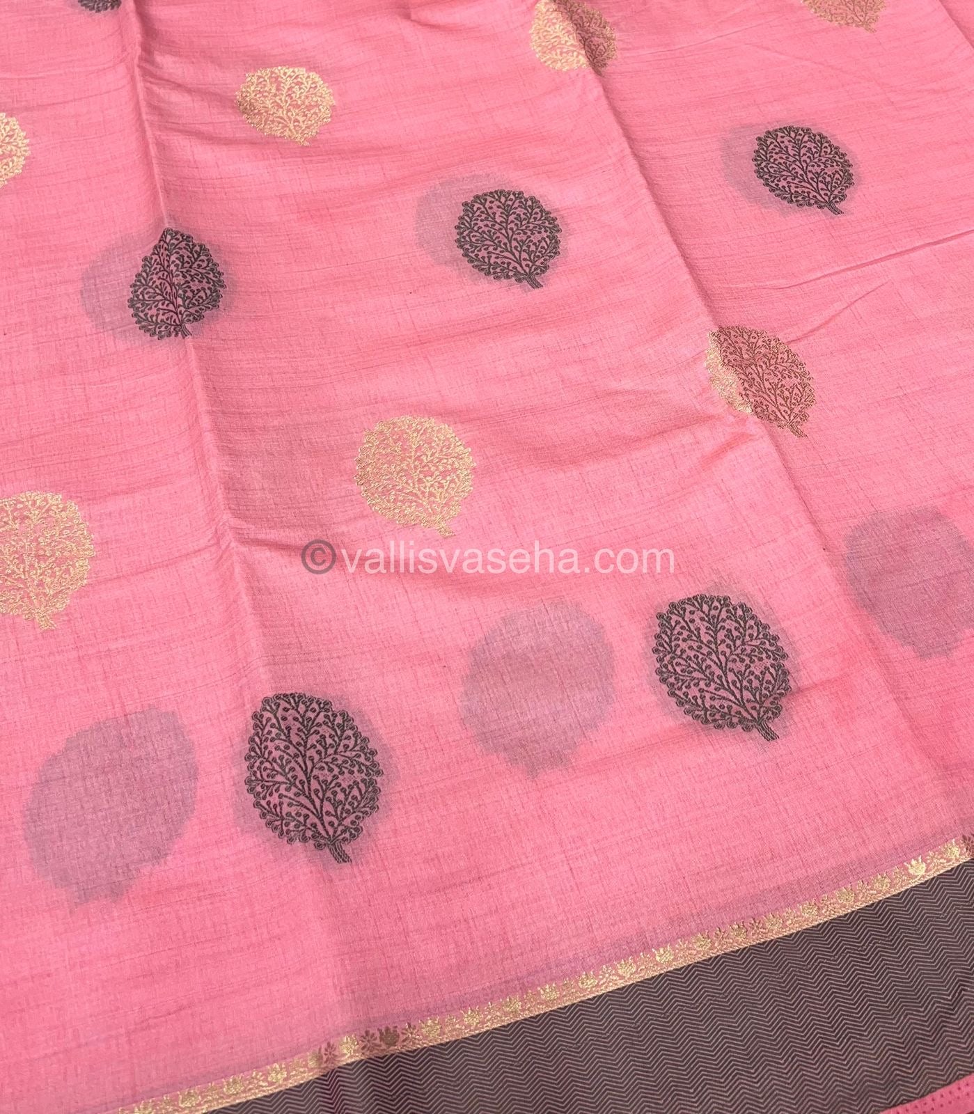 Semi Tussar Silk Saree - Light Peachish Pink shade - VVSTS009