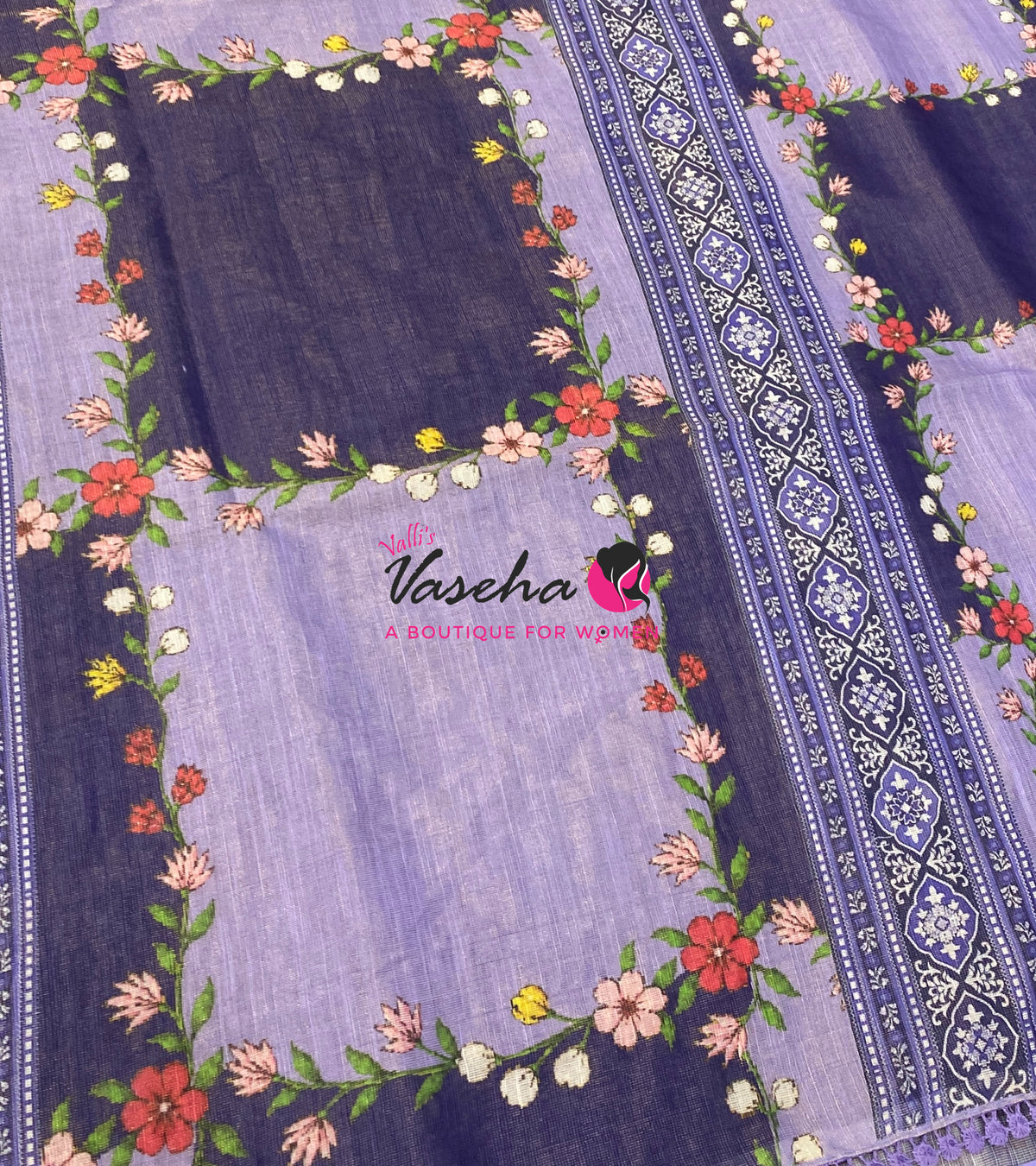 Linen Tissue Saree -  Light & Dark Combo - Dark Purple Shade - VVLTS005