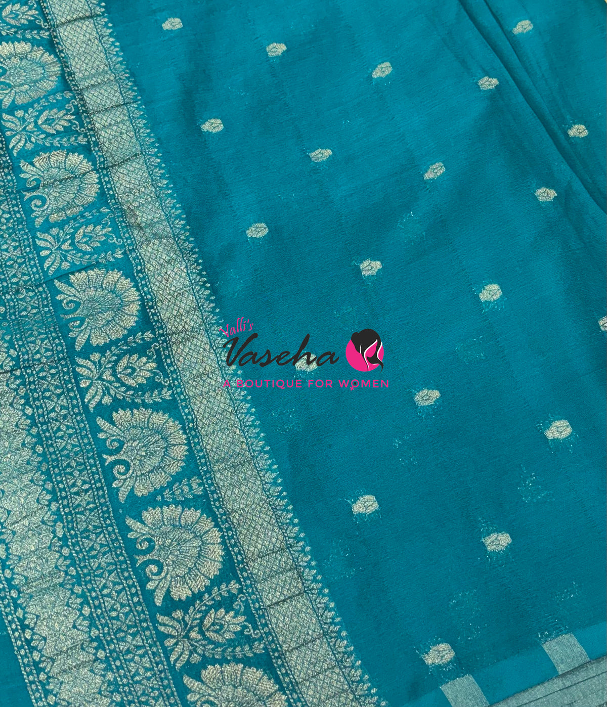 Banarasi Georgette Saree - Yellow With Blue Combo - VVBGS002
