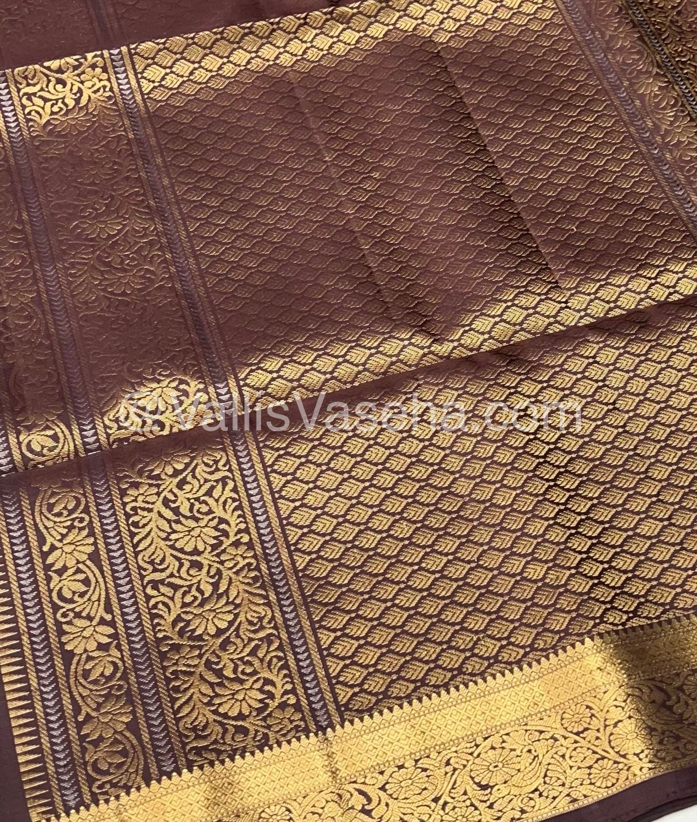 Pure Soft Silk Saree - Kanchi Border - Brown Shade - VVPSS046