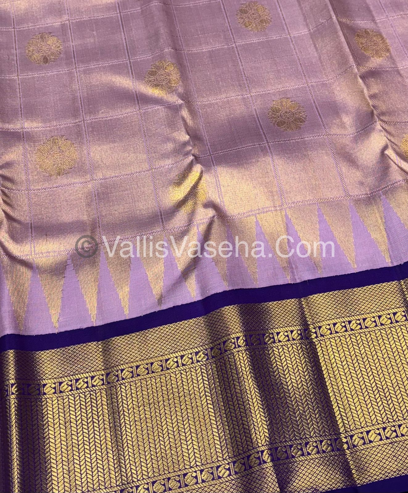 Pure Bridal Korvai Kanchipuram Silk Saree - Light Lavender & Violetish Blue Combo - VVPS041
