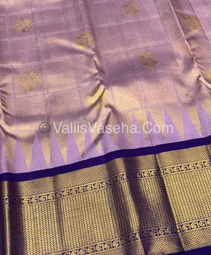 Pure Bridal Korvai Kanchipuram Silk Saree - Light Lavender & Violetish Blue Combo - VVPS041