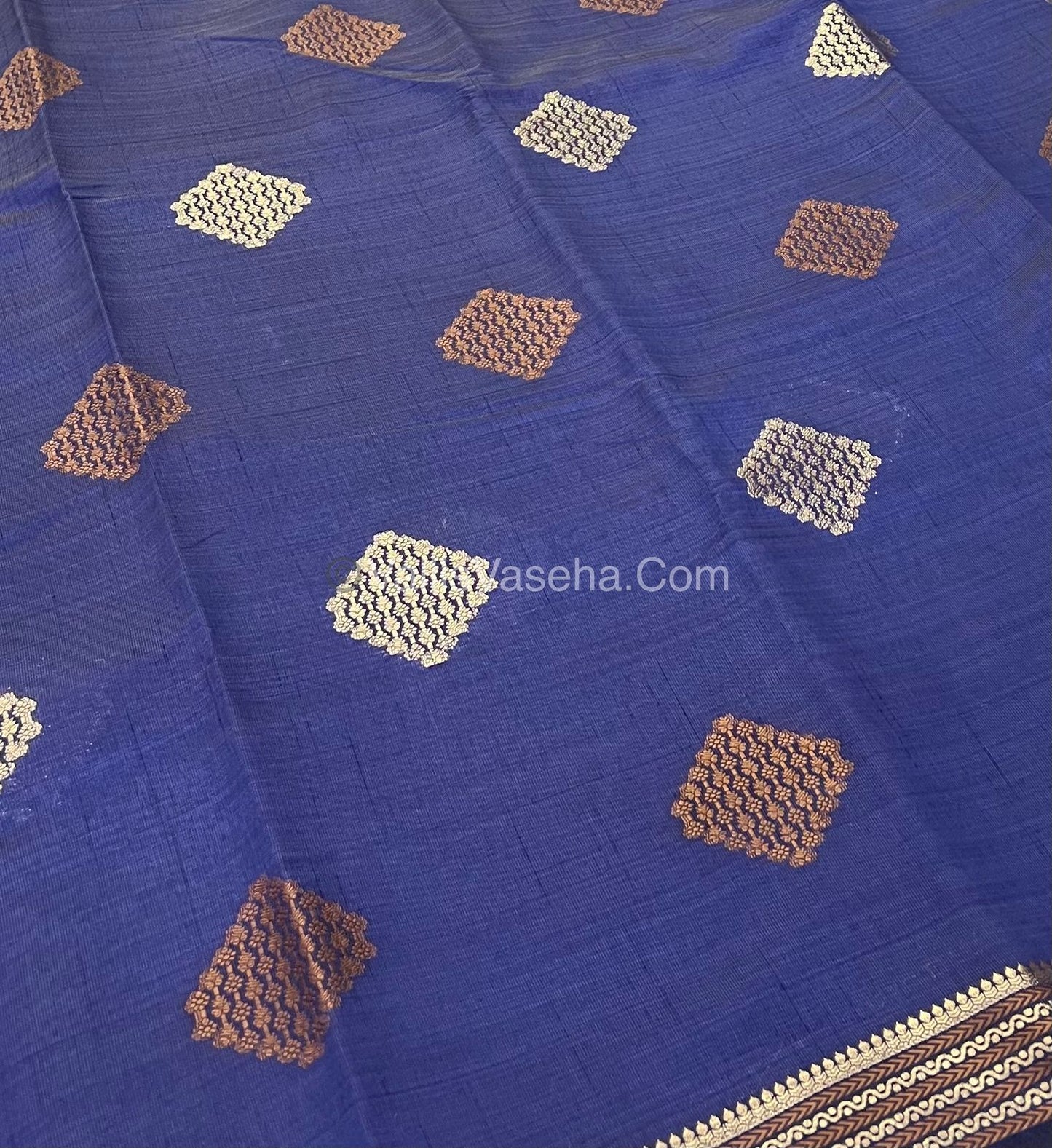 Semi Tussar Silk Saree - Navy Blue  Shade - VVSTS016