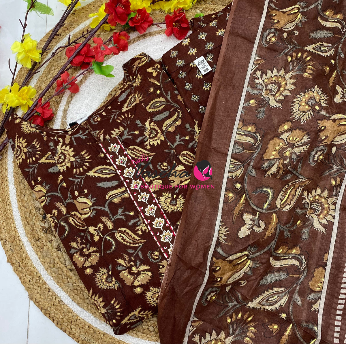 Ready Made - Anarkali - Salwar, Kameez & Duppatta(3pc)- Printed Cotton - VVAS013