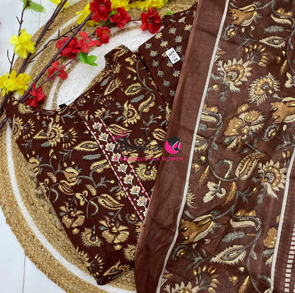 Ready Made - Anarkali - Salwar, Kameez & Duppatta(3pc)- Printed Cotton - VVAS013