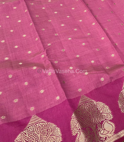 Semi Tussar Silk Saree - Onion Pink shade - VVSTS036