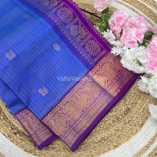 Pure Silk Cotton Saree - Vairavoosi checks - Mayil & Chakkaram - VVMCV002