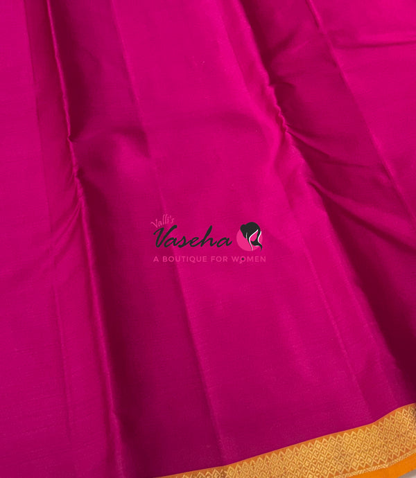 Pure Soft Silk Saree  - Pink With Yellow Combo - VVPSS146
