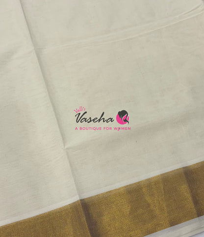 Kerala Cotton Saree - 3 Inch Border - VVKCS030