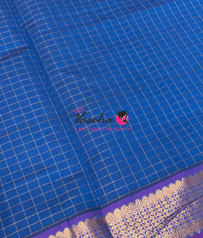 Semi Silk Cotton Saree - Checks Pattern - VVSSC019